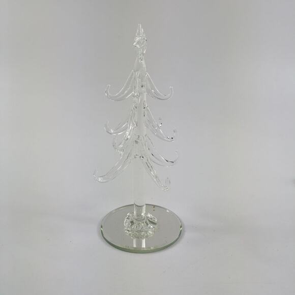 Swung Art Glass Clear Christmas Tree Holiday Decor Mini Ornaments Artisan Gift - Picture 5 of 14
